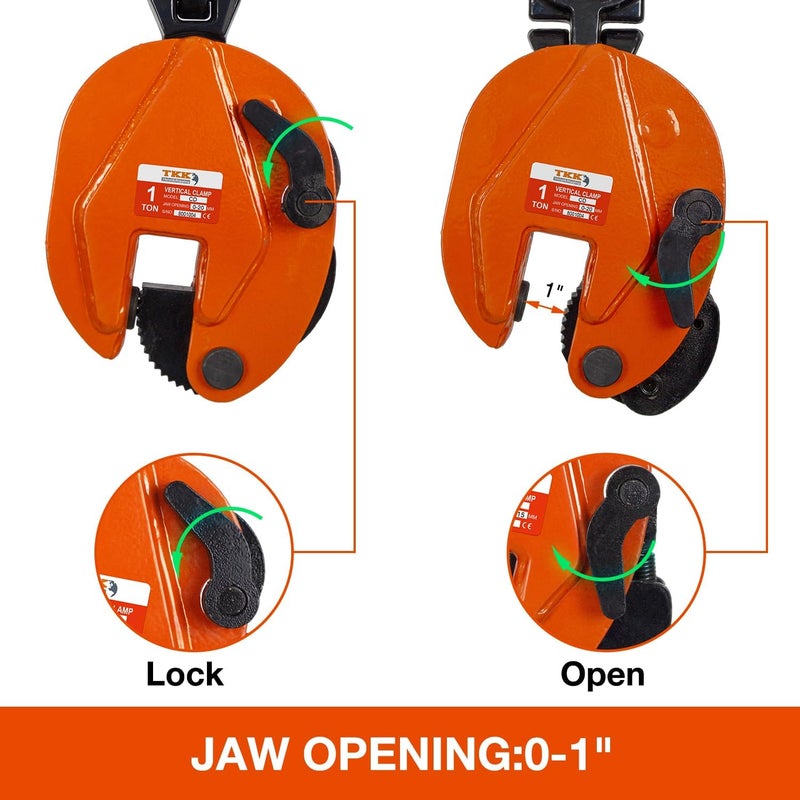 TKK Vertical Plate Clamp 2200Lb, 1Ton Plate Lifting Clamps Jaw Opening up to 0.8 inch Heavy Duty Lifting Clamps for Lifting and Transporting (2200lb 1t) - Image 5